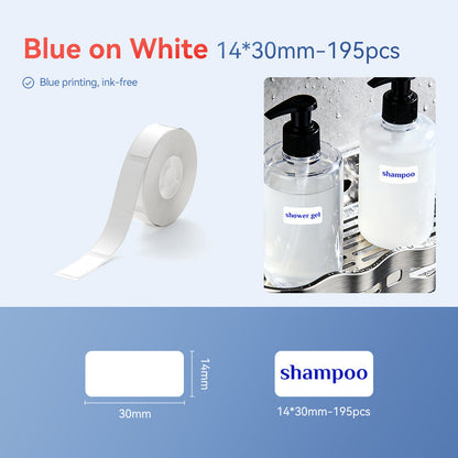 NB641 - NIIMBOT - D11 / D101 / D110 / H1S - T14X30MM - 195 ETICHETTE PER ROTOLO - BIANCO - SOLO TESTO BLU - RETTANGOLO