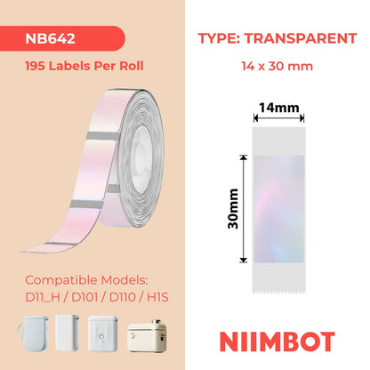 NB642 - NIIMBOT - D11 / D101 / D110 / H1S - TT14X30MM - 195 ÉTIQUETTES PAR ROULEAU - ROSE TRANSPARENT COLORÉ - RECTANGULAIRE