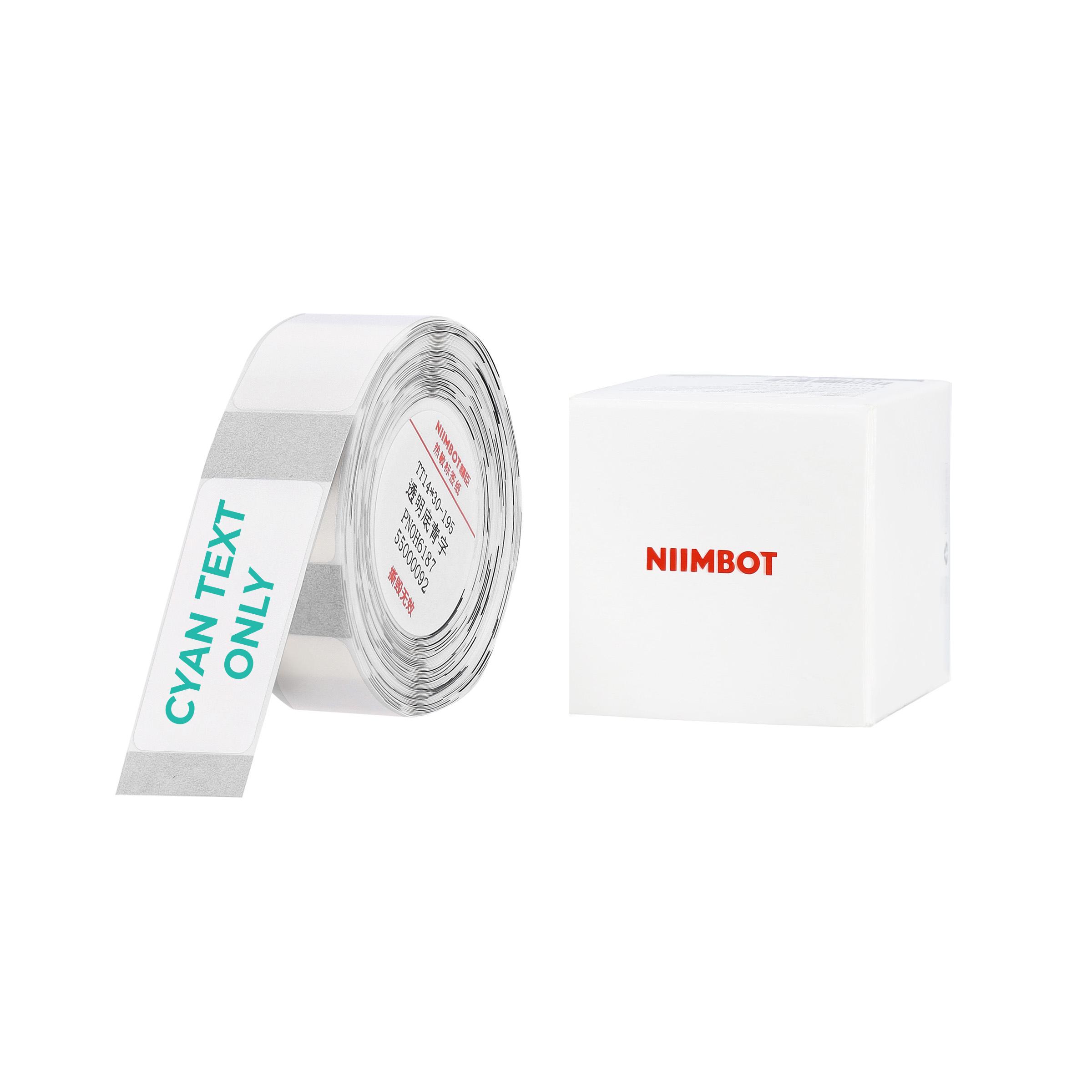 NB644 - NIIMBOT - D11 / D101 / D110 / H1S - TT14X30MM - 195 LABELS PER ROLL - TRANSPARENT -  CYAN TEXT ONLY - RECTANGLE