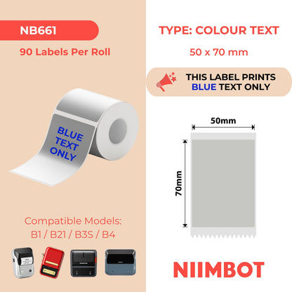NIIMBOT - B Range - 50x70mm - Silver Grey Blue Text - 90 Labels