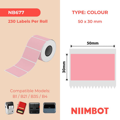 NB677 - NIIMBOT - B1 / B21 / B3S / B4 - T50X30 - 230 ÉTIQUETTES - ROSE CLAIR
