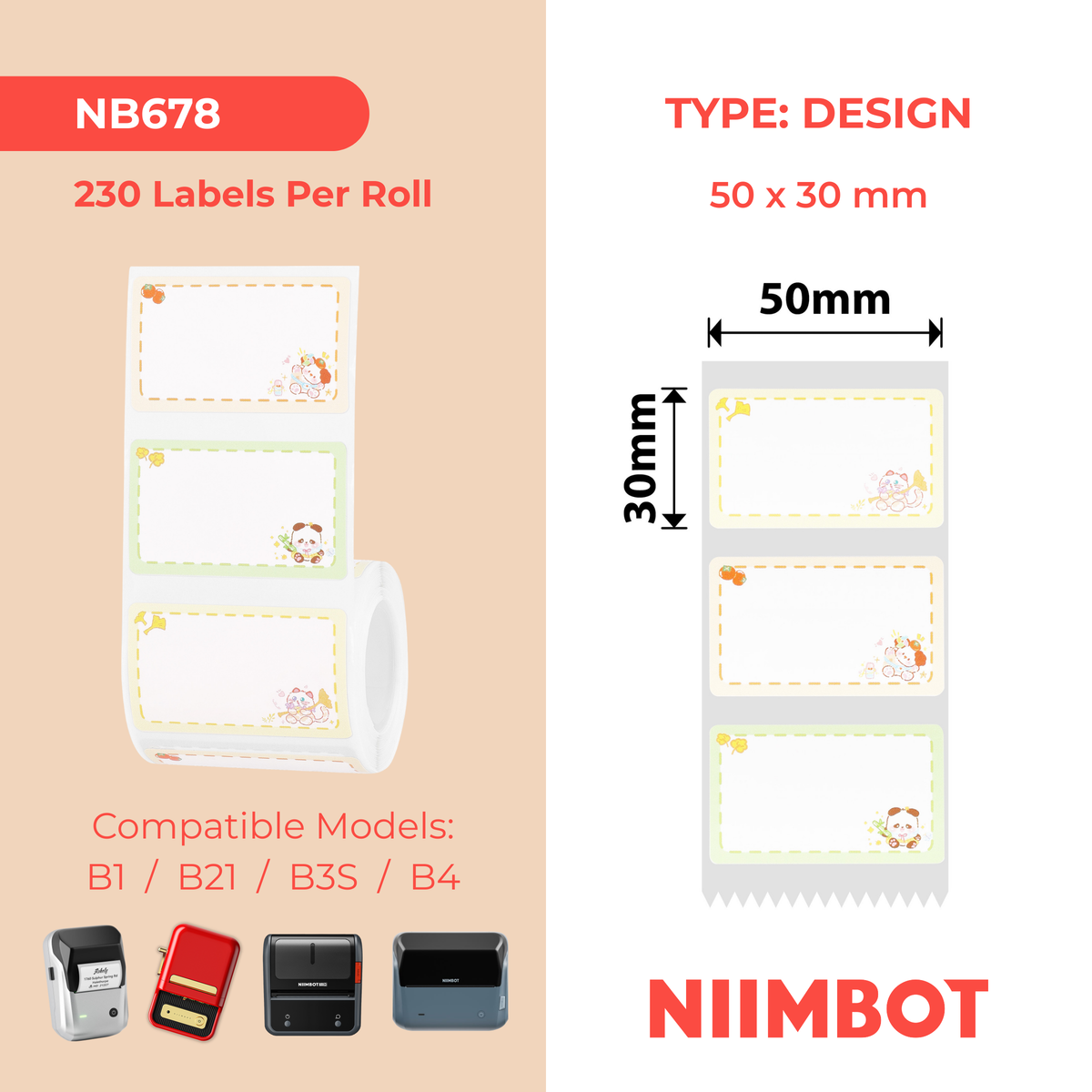 NB678 - NIIMBOT - B1 / B21 / B3S / B4 - T50X30 - 230 ÉTIQUETTES - SORTIE D'AUTOMNE POUR LES ANIMAUX
