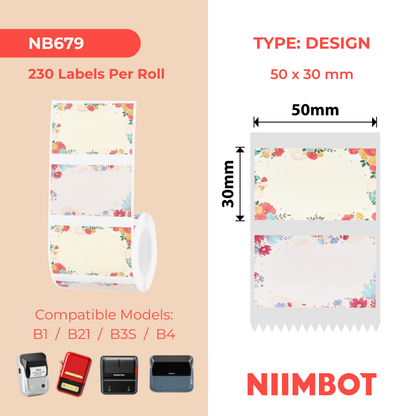 NIIMBOT - B Range - 50x30mm - Sunny Flower Blossoms - 230 Labels