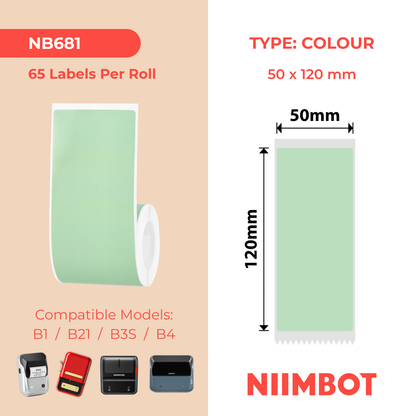 NIIMBOT - B Range - 50x120mm - Light Green - 65 Labels