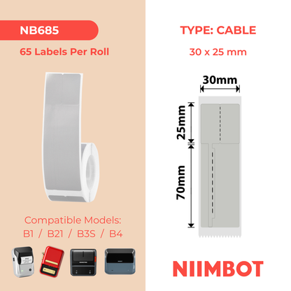 NB685 - NIIMBOT - B1 / B21 / B3S / B4 - 30X95MM - 65 GREY BRACELET/ JEWELLERY VOID LABELS
