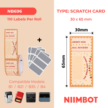 NB696 - NIIMBOT - B1 / B21 / B3S / B4 - 30X65MM - 110 LUCKY CARDS SCRATCH CARDS LABELS