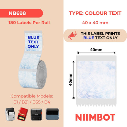NIIMBOT - B Range - 40x40mm - Blue Text Journal Style - 180 Labels