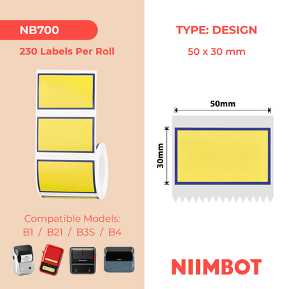 NIIMBOT - B Range - 50x30mm - Blue Border - 230 Labels