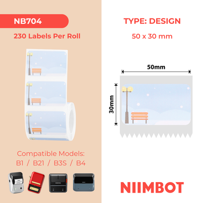 NB704 - NIIMBOT - B1 / B21 / B3S / B4 - 50X30MM - 230 WINTER SCENE LABELS