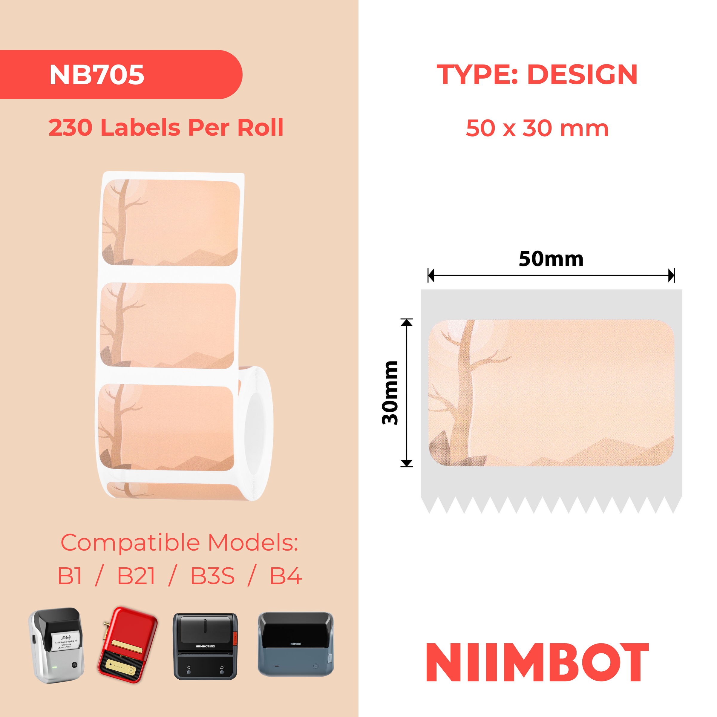 NB705 - NIIMBOT - T50*30MM - 230 ÉTIQUETTES - SCÈNE D'AUTOMNE