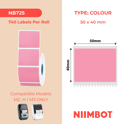 NB725 - NIIMBOT - T50*40MM - 740 ETICHETTE - ROSA