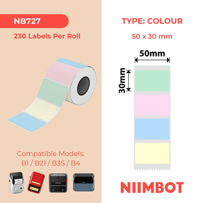 NB727 - NIIMBOT - T50*30MM - 230 ETICHETTE - COLORI IN ROTOLO