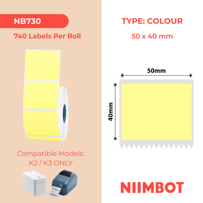 NB730 - NIIMBOT - T50*40MM - 740 ETICHETTE - GIALLO BRILLANTE