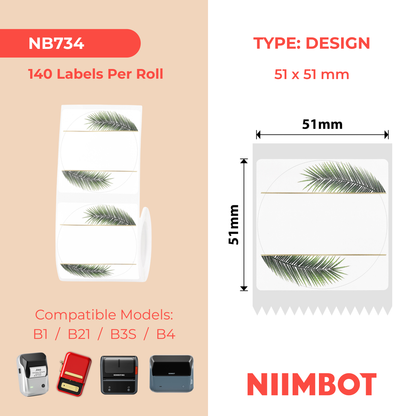 NB734 - NIIMBOT - B1 / B21 / B3S / B4 - 51X51MM - 140 LEAF ROUND LABELS