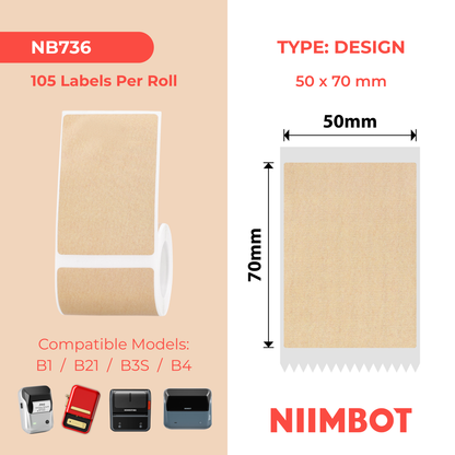 NB736 - NIIMBOT - B1 / B21 / B3S / B4 - 50X70MM - 105 KRAFT LABELS