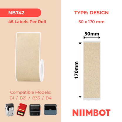NB742 - NIIMBOT - B1 / B21 / B3S / B4 - 50X170MM - 45 KRAFT FILE LABELS