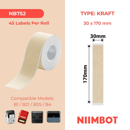 NIIMBOT - B Range - 30x170mm - Kraft File - 45 Labels
