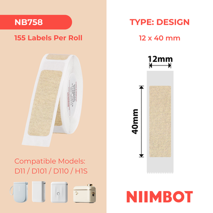 NB758 - NIIMBOT - D11 / D101 / D110 / H1S - 12X40MM - 155 KRAFT LABELS