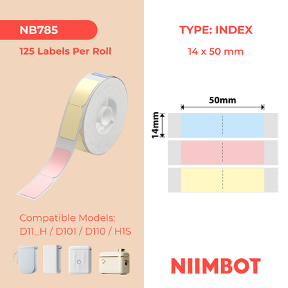NIIMBOT - D Range - 14x50mm - Index A - 125 Labels