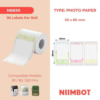 NIIMBOT - B Pro Range - 50x80mm - Greyscale Photo Paper Impression - Garden - 95 Labels