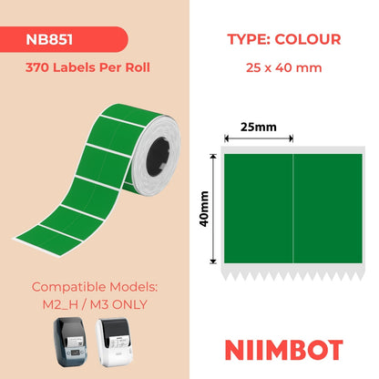 NIIMBOT - M Range - 25x40mm/2L - Green - 370 Labels