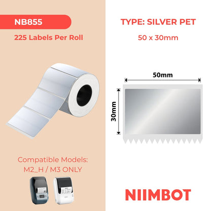 NIIMBOT - M Range - 50x30mm - Silver - 225 Labels