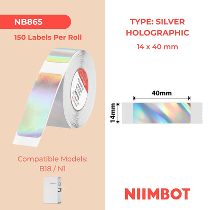 NIIMBOT - N1 - 14x40mm - Silver Laser Holographic - 150 Labels