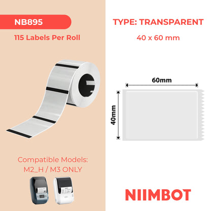 NIIMBOT - M Range - 40x60mm - Transparent - 115 Labels
