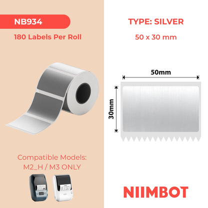 NIIMBOT - M Range - 50x30mm - Brushed 10 Silver - 180 Labels