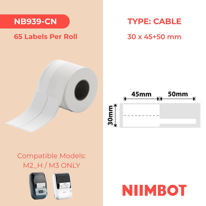 NIIMBOT - M Range - 30x45+50mm - White Cable - 65 Labels - CN
