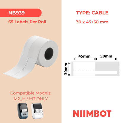 NIIMBOT - M Range - 30x45+50mm - White Cable - 65 Labels