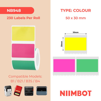 NIIMBOT - B Range - 50x30mm - Neon Colours - 230 Labels