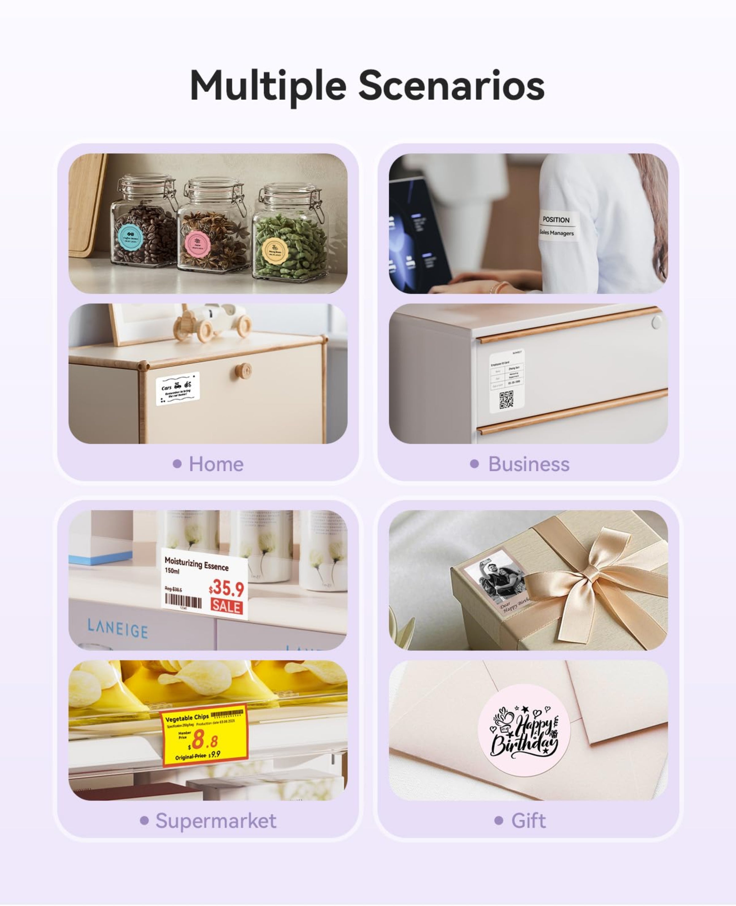 NIIMBOT - B21_PRO - 300DPI - PORTABLE THERMAL LABEL BLUETOOTH PRINTER WITH FREE LABEL ROLL - 50*30MM - WHITE