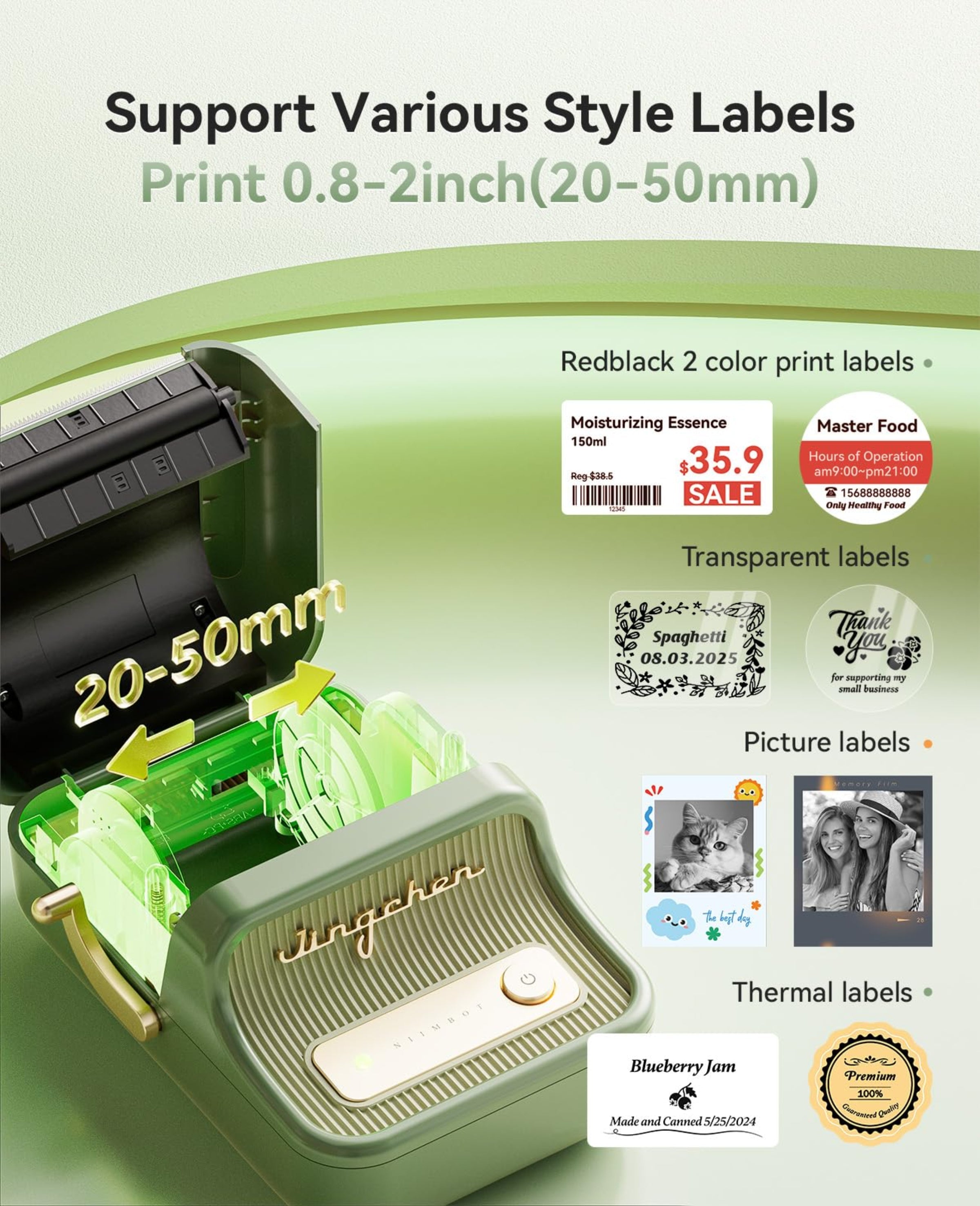 NIIMBOT - B21_PRO - 300DPI - PORTABLE THERMAL LABEL BLUETOOTH PRINTER WITH FREE LABEL ROLL - 50*30MM - WHITE