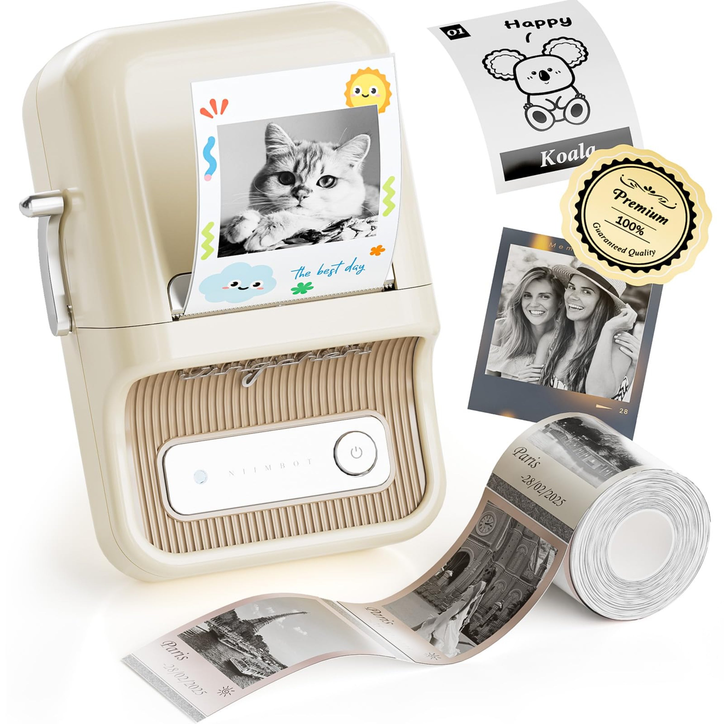 NIIMBOT - B21_PRO - 300DPI - PORTABLE THERMAL LABEL BLUETOOTH PRINTER WITH FREE LABEL ROLL - 50*30MM - WHITE