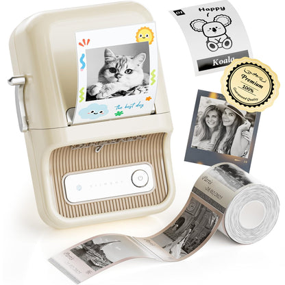 NIIMBOT - B21_PRO - 300DPI - PORTABLE THERMAL LABEL BLUETOOTH PRINTER WITH FREE LABEL ROLL - 50*30MM - WHITE