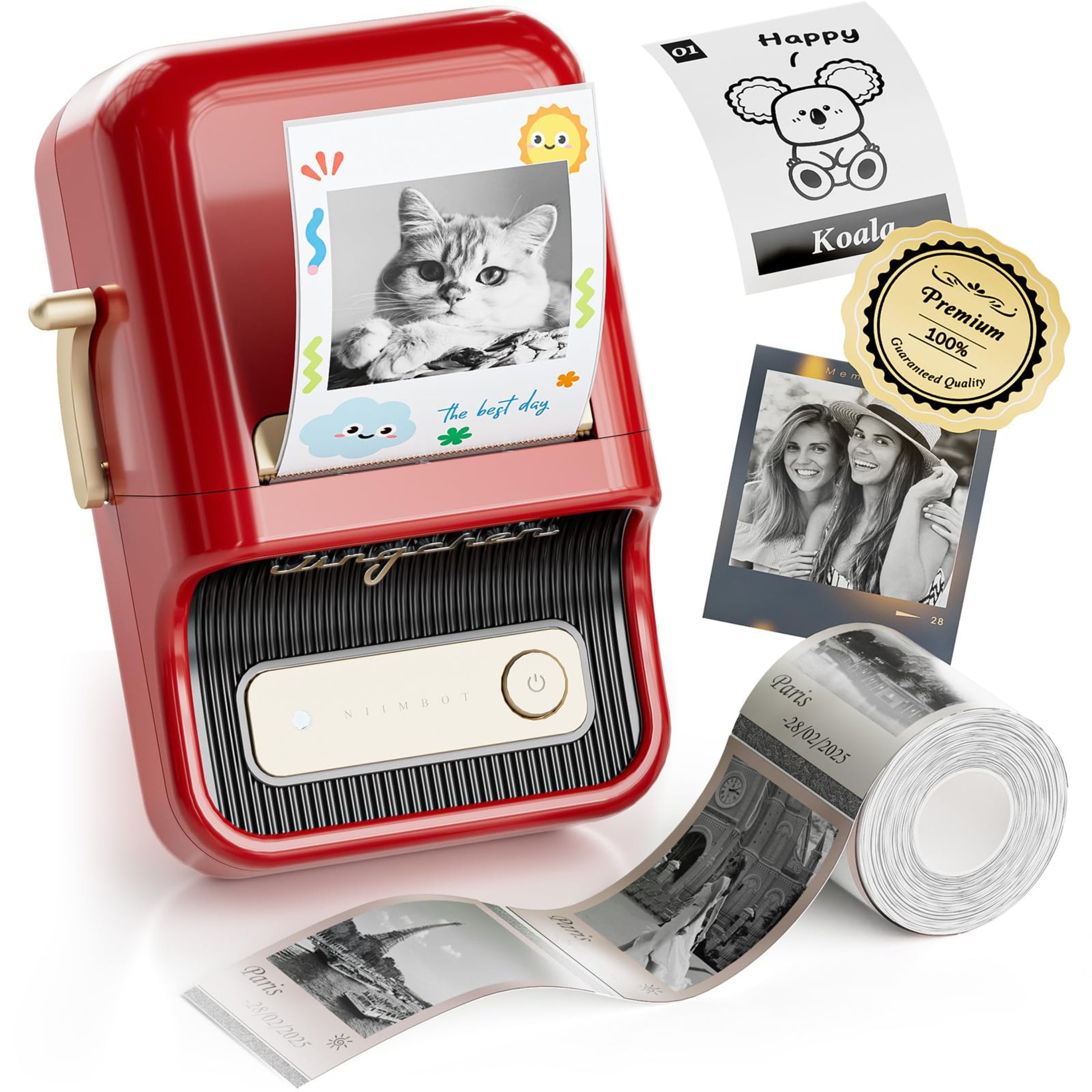 NIIMBOT - B21_PRO - 300DPI - PORTABLE THERMAL LABEL BLUETOOTH PRINTER WITH FREE LABEL ROLL - 50*30MM - WHITE