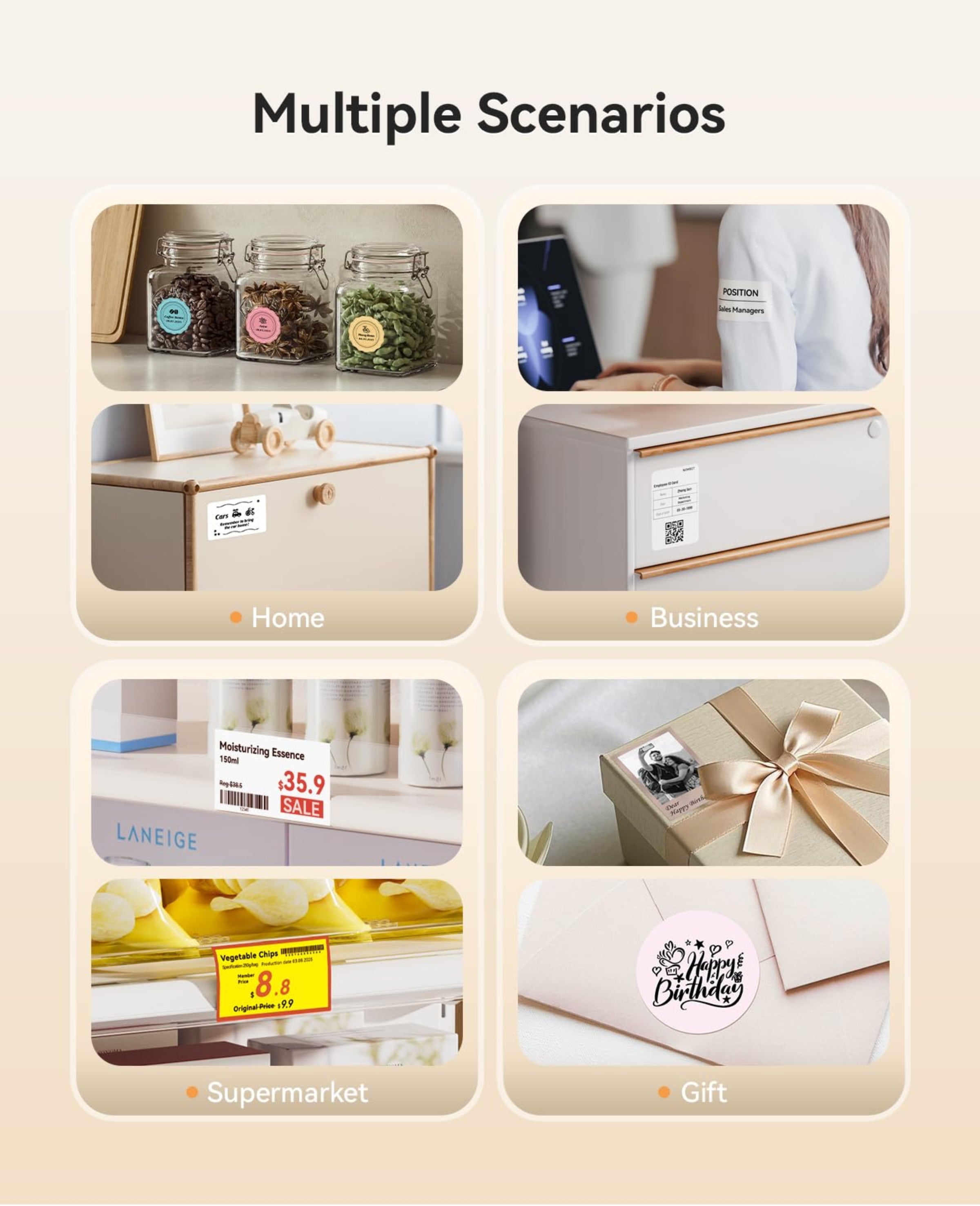 NIIMBOT - B21_PRO - 300DPI - PORTABLE THERMAL LABEL BLUETOOTH PRINTER WITH FREE LABEL ROLL - 50*30MM - WHITE