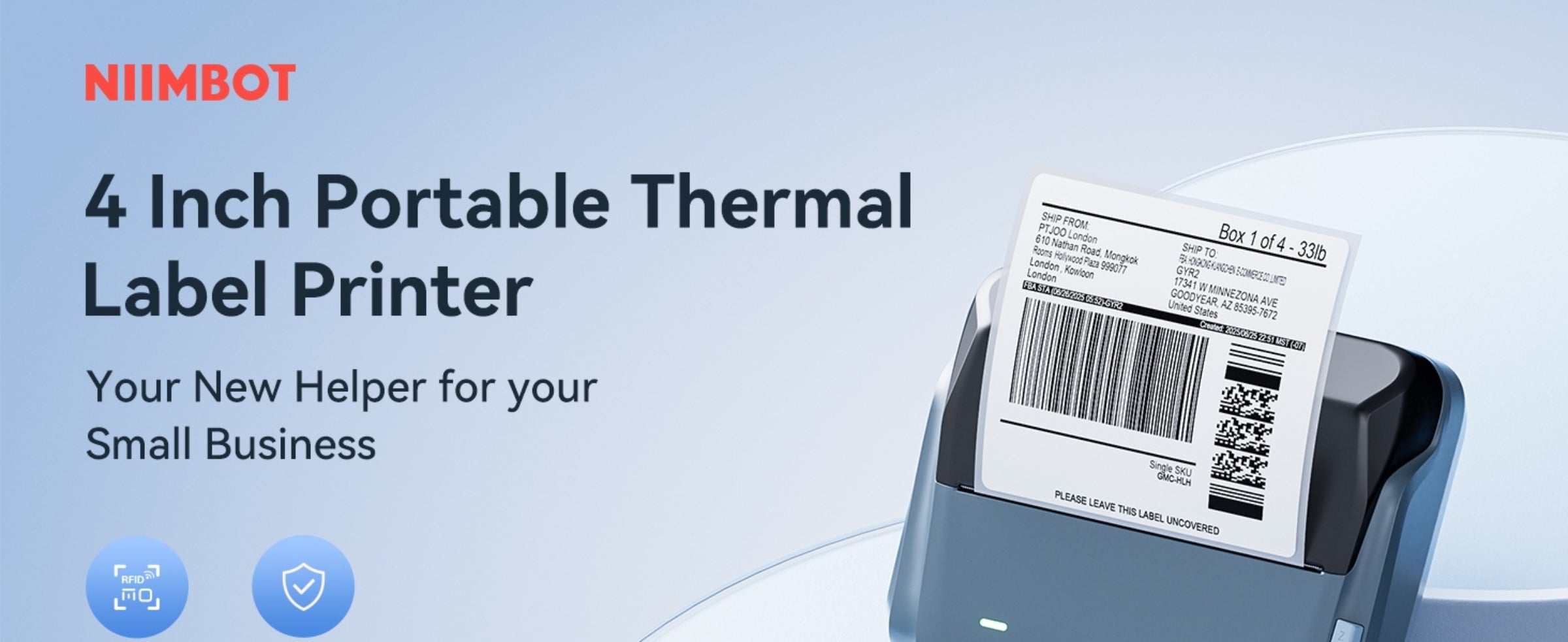 NB609 - NIIMBOT - B4 - BLUETOOTH SHIPPING THERMAL LABEL PRINTER WITH FREE ROLL – LAKE BLUE