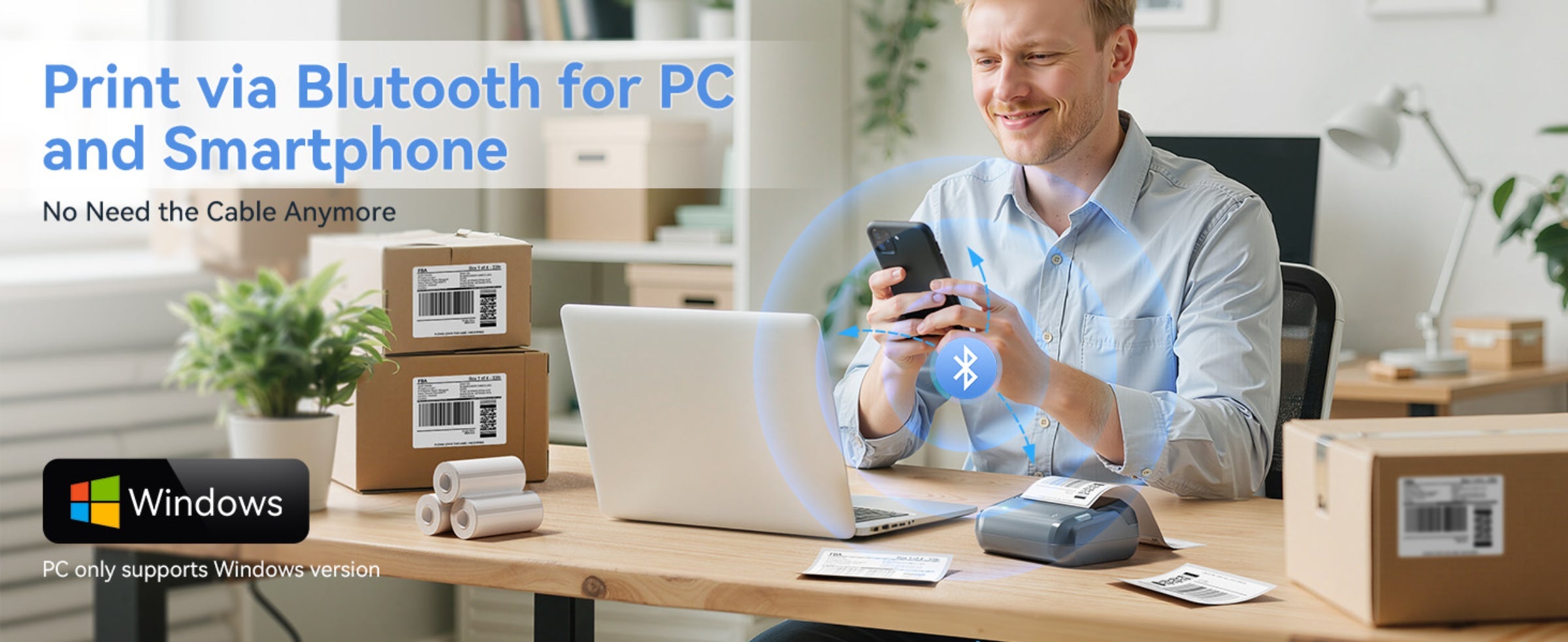 NB609 - NIIMBOT - B4 - BLUETOOTH SHIPPING THERMAL LABEL PRINTER WITH FREE ROLL – LAKE BLUE