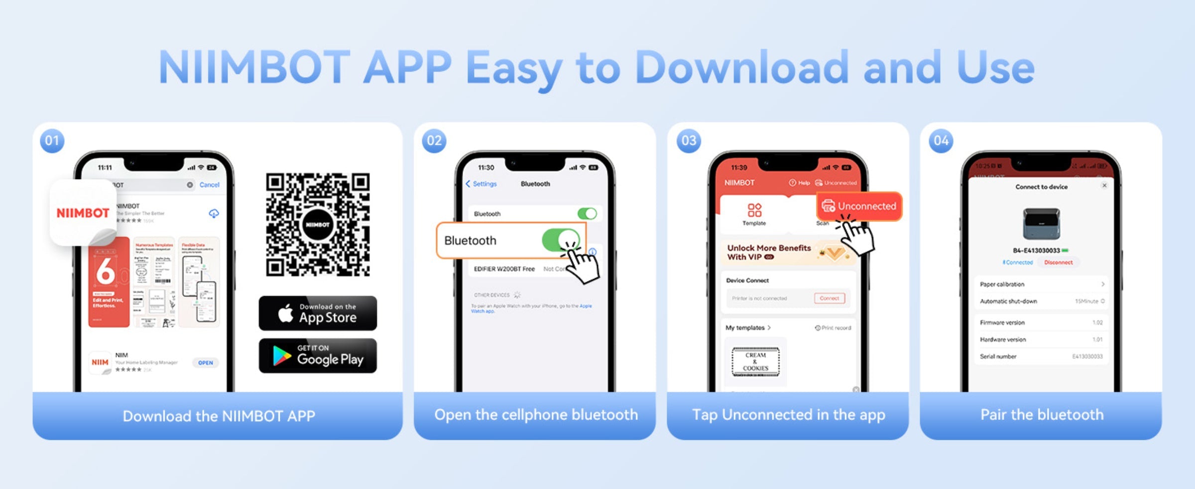 NB609 - NIIMBOT - B4 - BLUETOOTH SHIPPING THERMAL LABEL PRINTER WITH FREE ROLL – LAKE BLUE