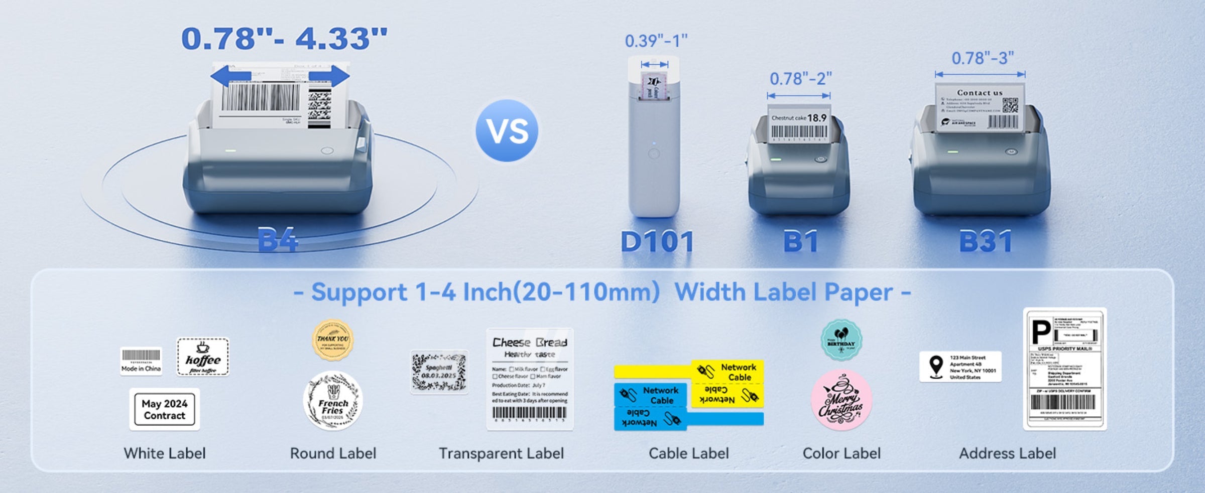 NB609 - NIIMBOT - B4 - BLUETOOTH SHIPPING THERMAL LABEL PRINTER WITH FREE ROLL – LAKE BLUE