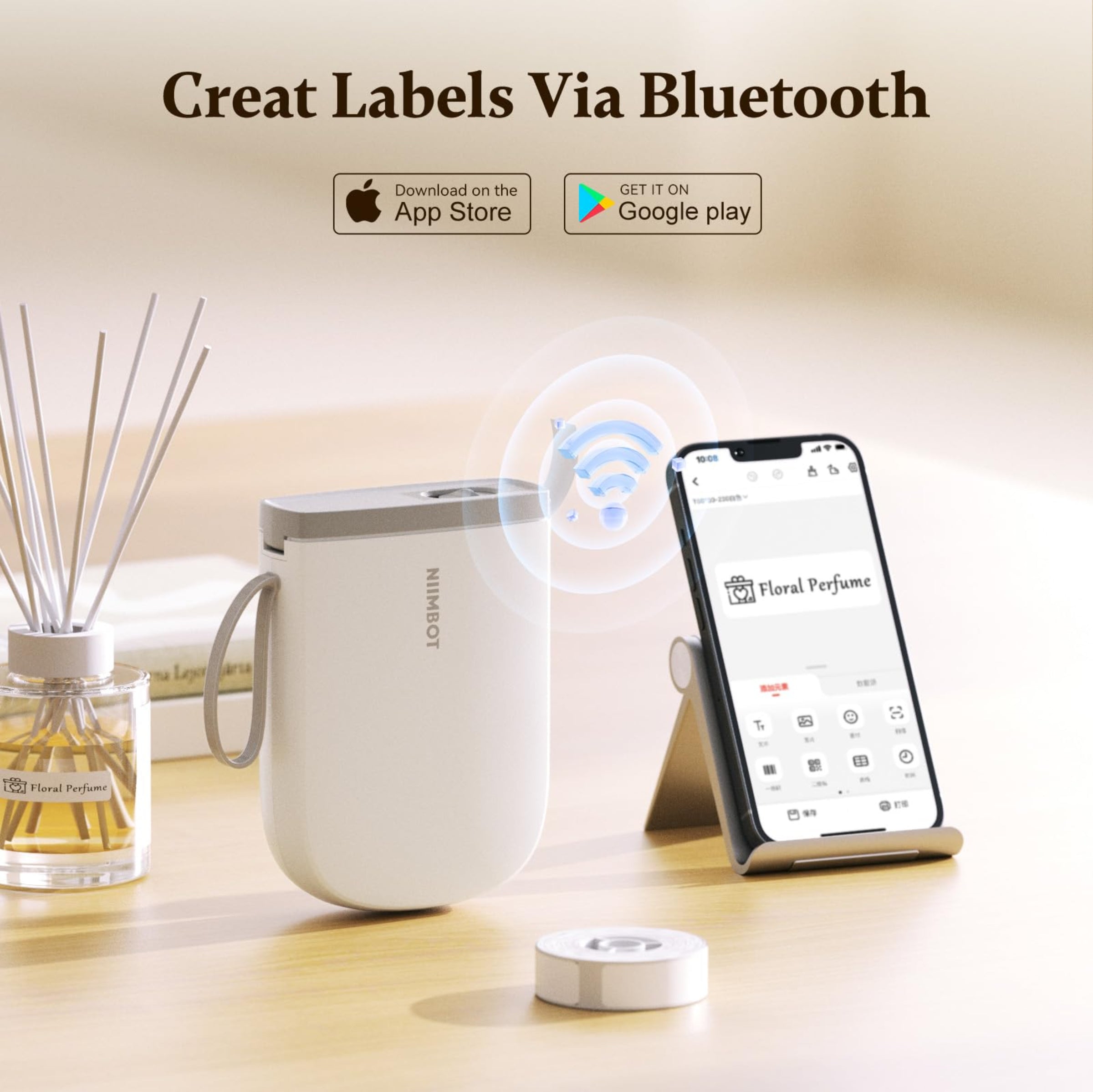 NIIMBOT - D11_H - 300 DPI - IMPRIMANTE D'ÉTIQUETTES BLUETOOTH PORTABLE AVEC ROULEAU D'ÉTIQUETTES OFFERT