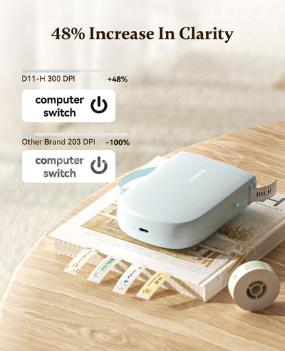 NIIMBOT - D11_H - 300 DPI - IMPRIMANTE D'ÉTIQUETTES BLUETOOTH PORTABLE AVEC ROULEAU D'ÉTIQUETTES OFFERT