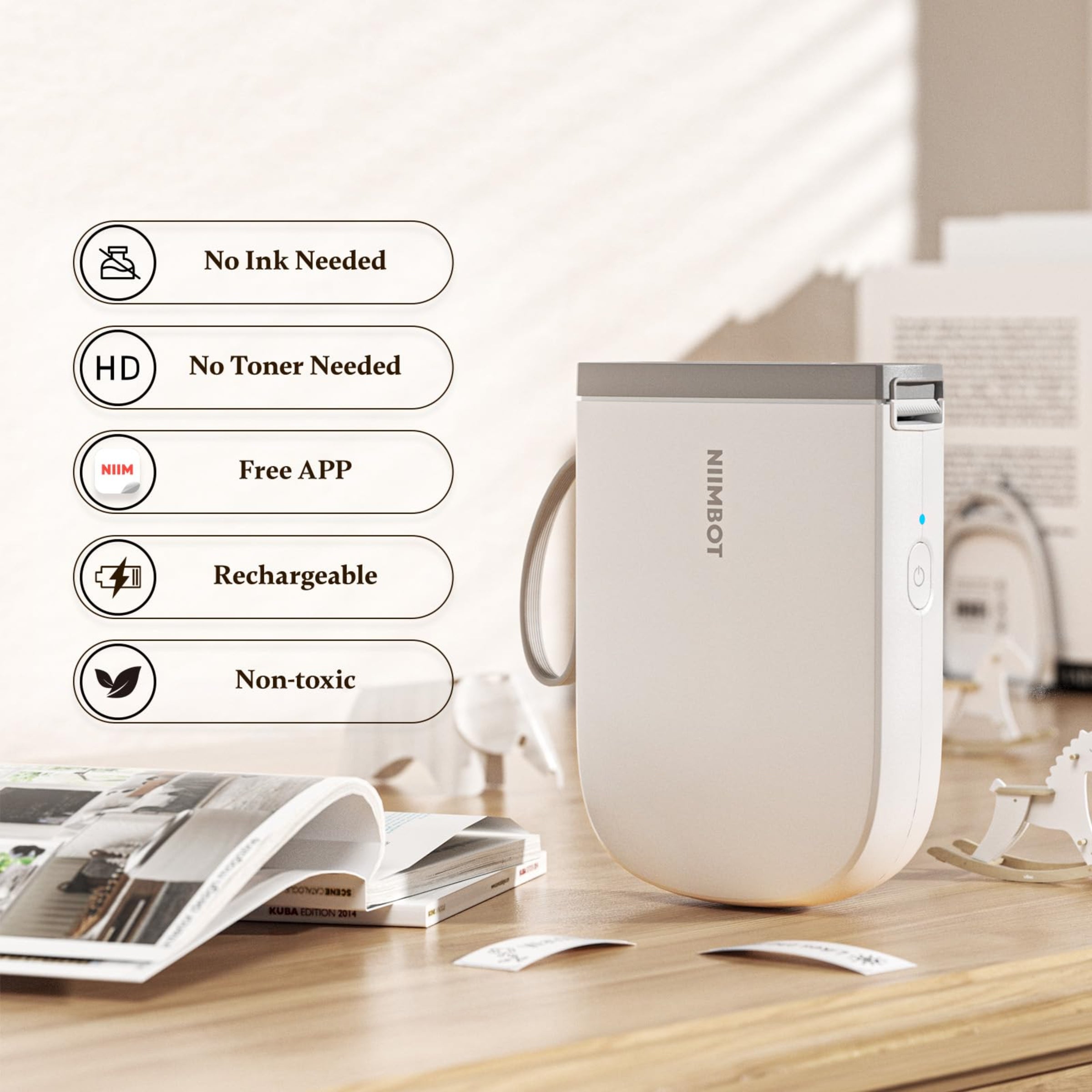 NIIMBOT - D11_H - 300 DPI - IMPRIMANTE D'ÉTIQUETTES BLUETOOTH PORTABLE AVEC ROULEAU D'ÉTIQUETTES OFFERT