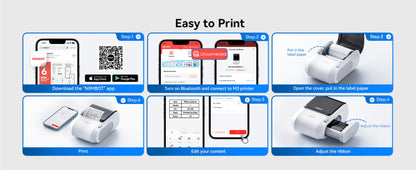 NB610 - NIIMBOT - M3 - PORTABLE BLUETOOTH THERMAL TRANSFER LABEL PRINTER - INCL FREE LABEL ROLL