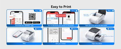 NB610 - NIIMBOT - M3 - PORTABLE BLUETOOTH THERMAL TRANSFER LABEL PRINTER - INCL FREE LABEL ROLL