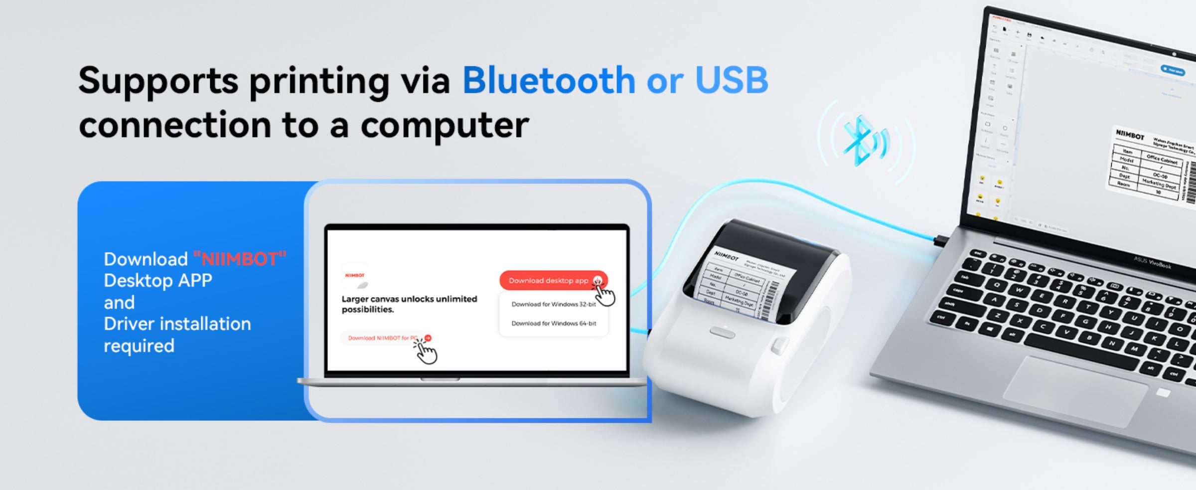 NB610 - NIIMBOT - M3 - PORTABLE BLUETOOTH THERMAL TRANSFER LABEL PRINTER - INCL FREE LABEL ROLL