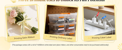 NB624 - NIIMBOT - N1 - BLUETOOTH SATIN RIBBON & LABEL PRINTER KIT INCLUDES BOTH SETS - BEIGE