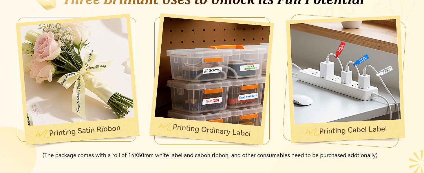 NB624 - NIIMBOT - N1 - BLUETOOTH SATIN RIBBON & LABEL PRINTER KIT INCLUDES BOTH SETS - PINK